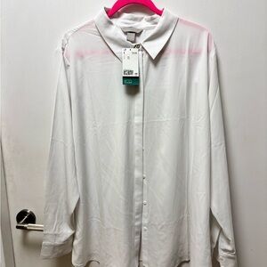 H&M White Casual Button Down Shirt